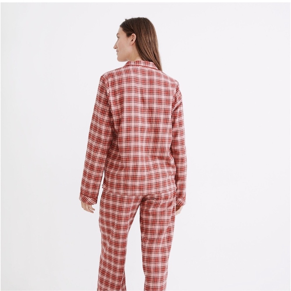 Madewell NWT Bedtime Beiling Plaid Pajama Set (2pc) Size Large in Dark Cinnabar - Picture 3 of 6